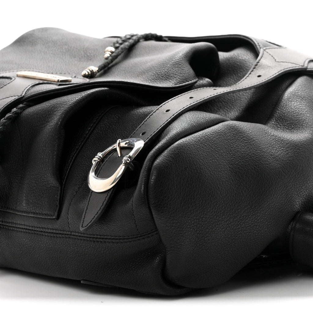 Calfskin Cross Patch Feurknee Backpack  Black