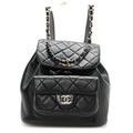 Lambskin Quilted Small Duma Drawstring Backpack Black