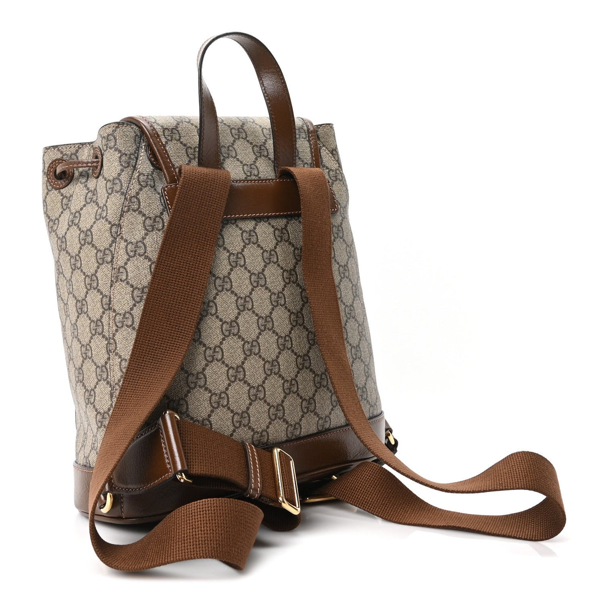 GG Supreme Monogram Azalea Calfskin Retro Interlocking G Buckle Backpack Beige Ebony Brown Sugar