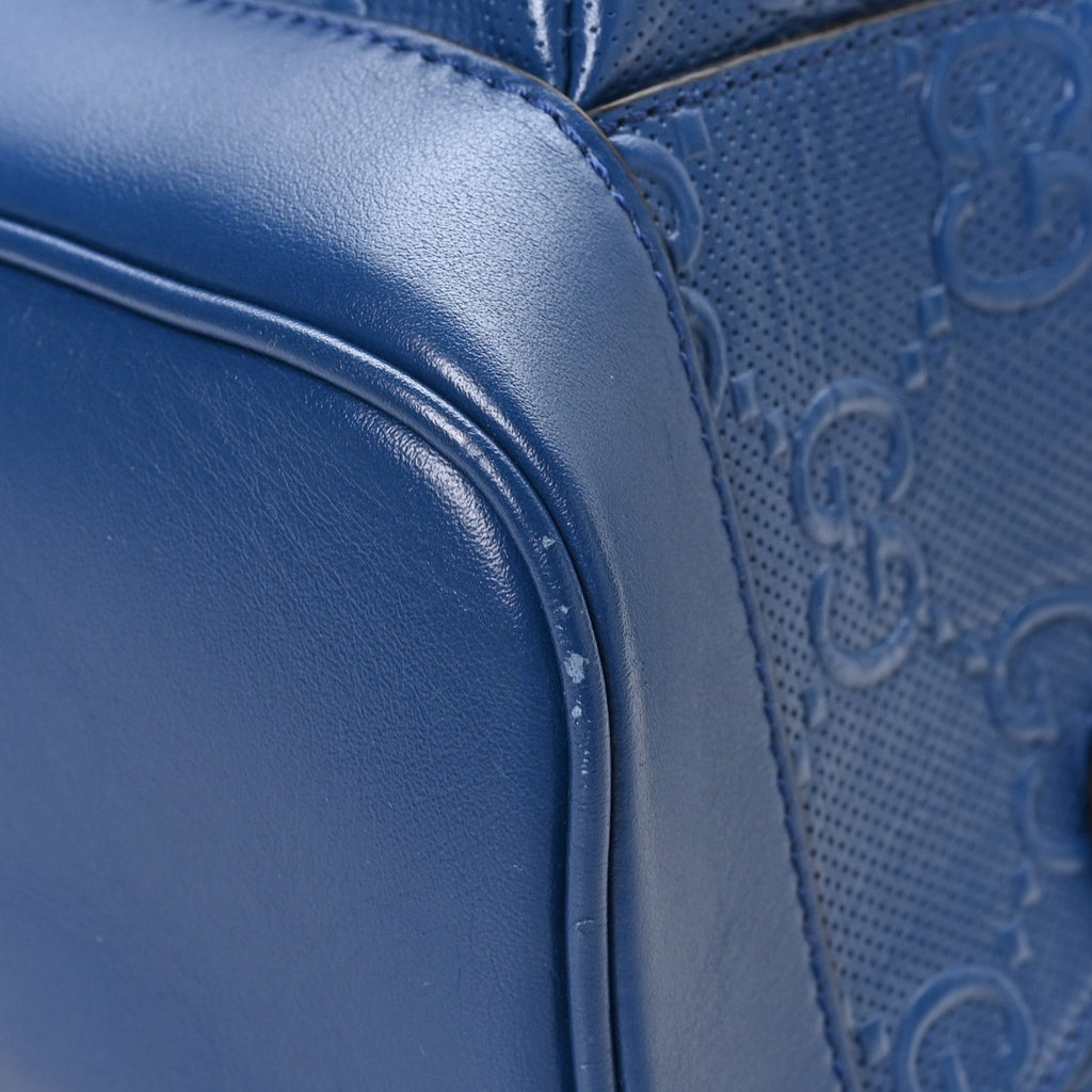 Calfskin GG Tennis Embossed Backpack Intense Metal Blue Black