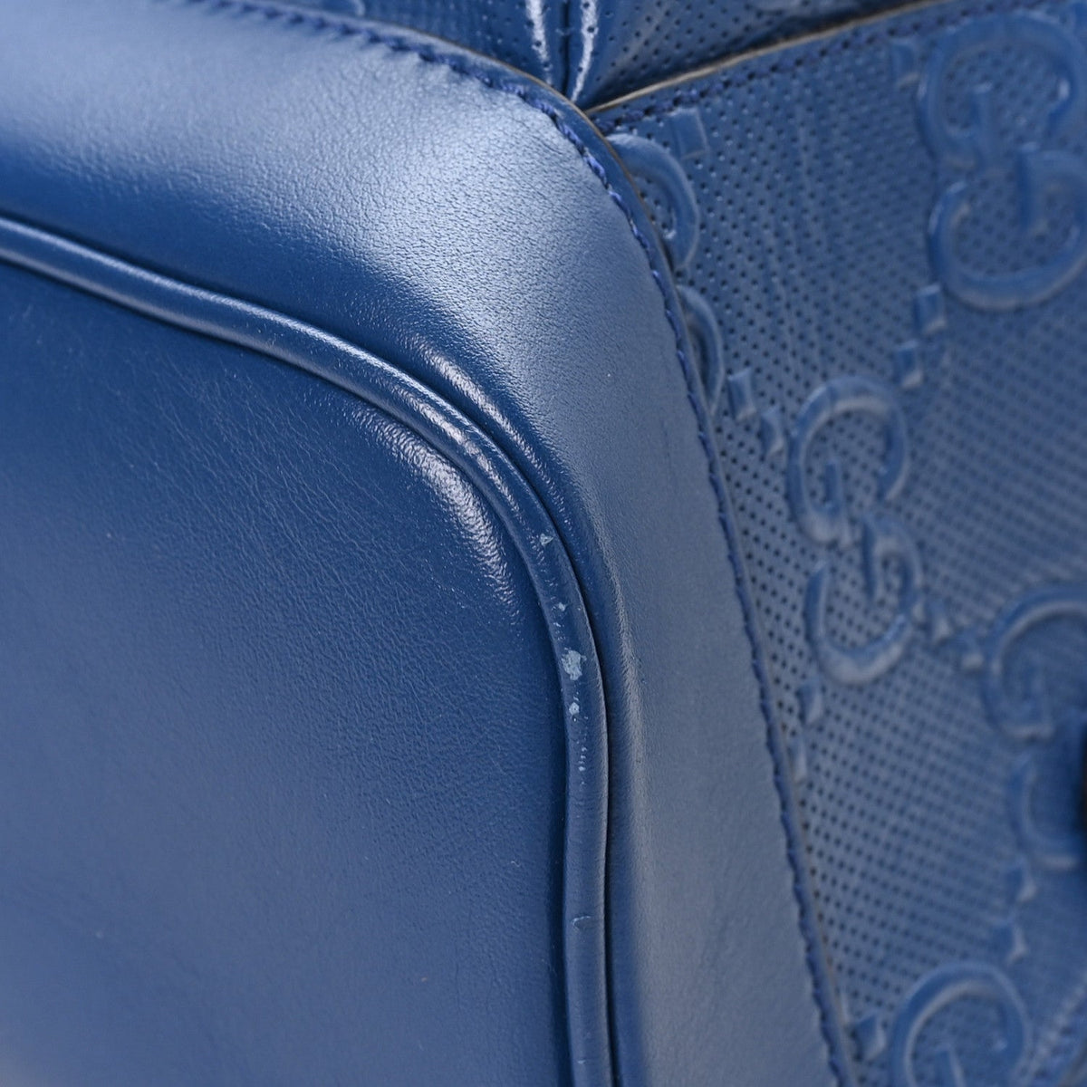 Calfskin GG Tennis Embossed Backpack Intense Metal Blue Black