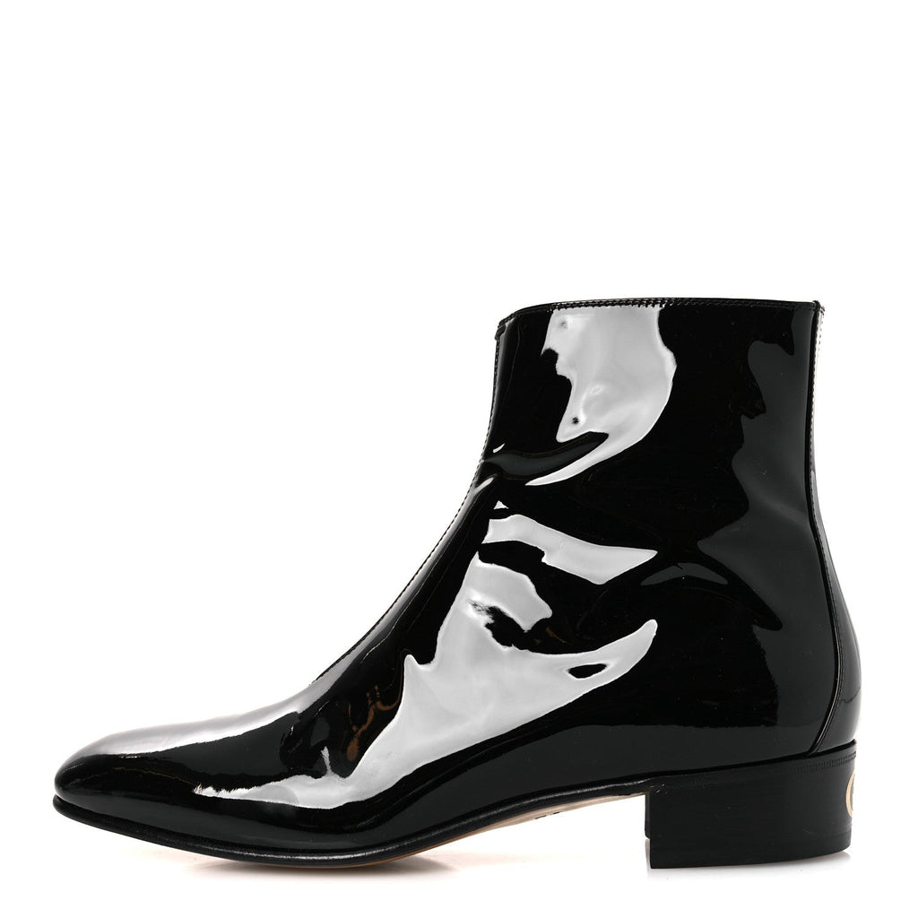 Patent Calfskin GG Lois Bee Men's Ankle Booties 13 Black