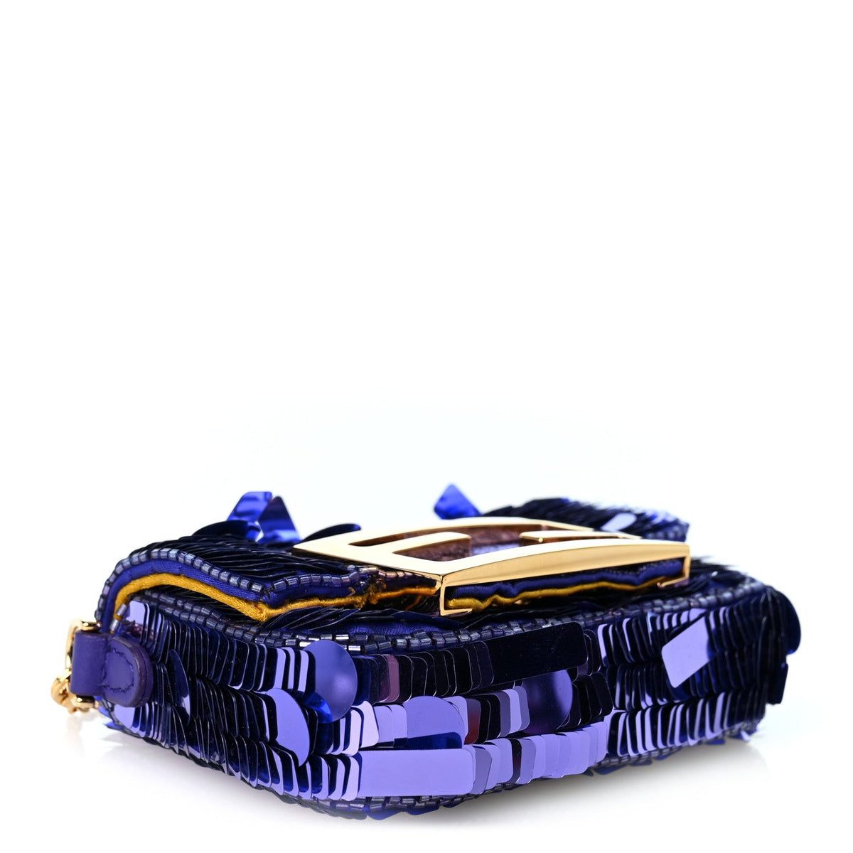 Sequin Paillettes Shiny Nappa Sex and the City Nano Maxi Buckle Baguette Charm Viola Purple