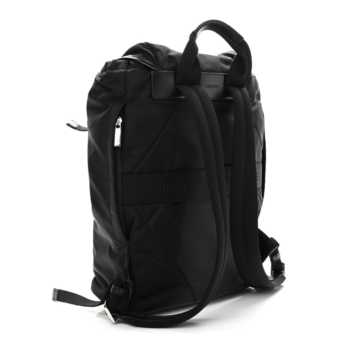 Nylon Calfskin Signature Backpack Black