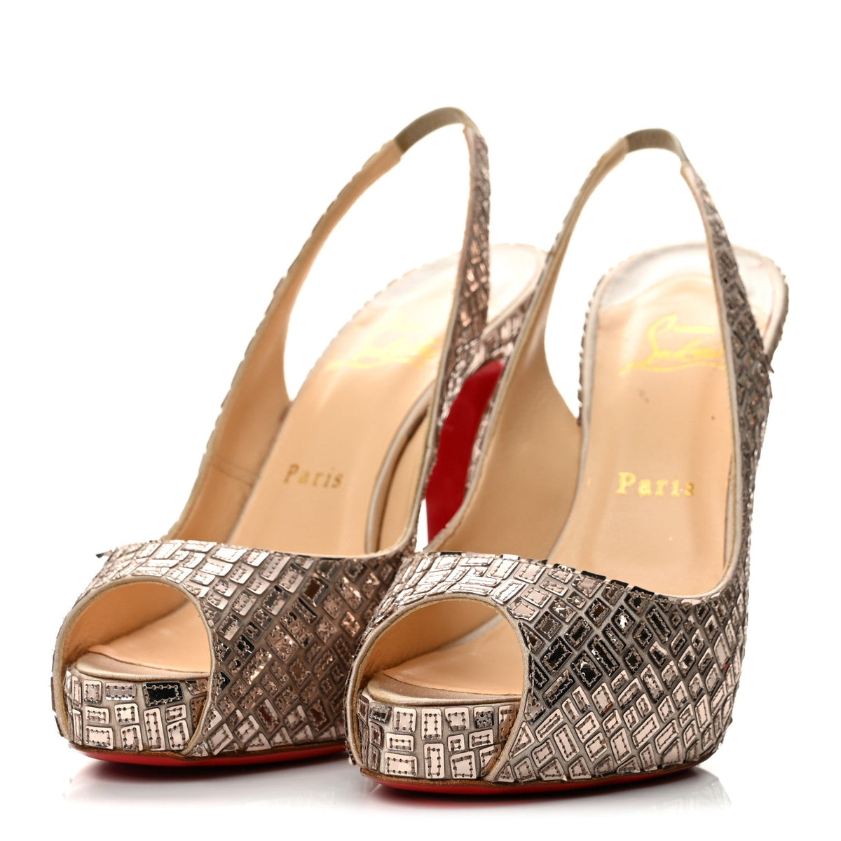 Satin Mosaique No Prive 120 Pumps 37.5 Silver