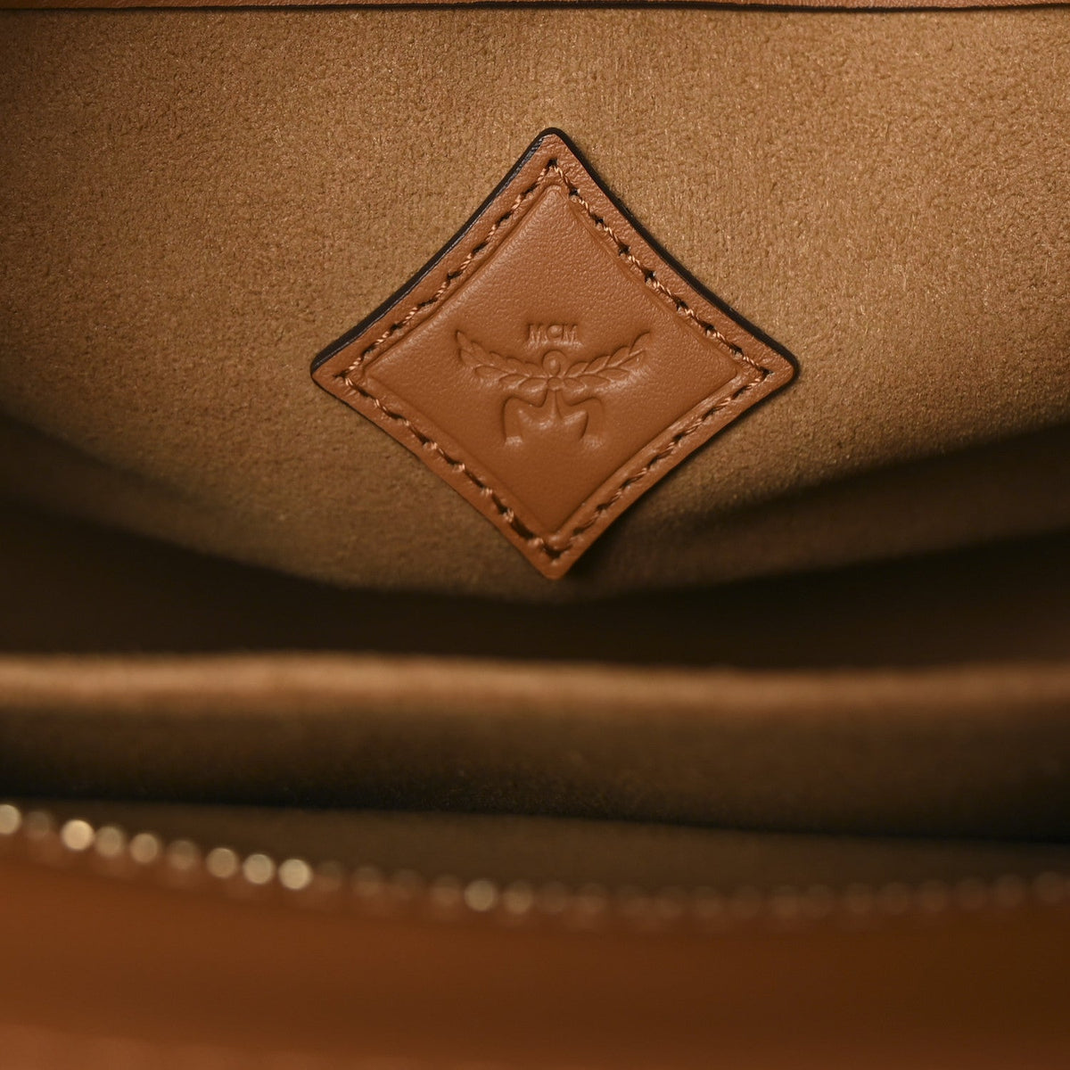 Visetos Calfskin Medium Diamond Tote Cognac