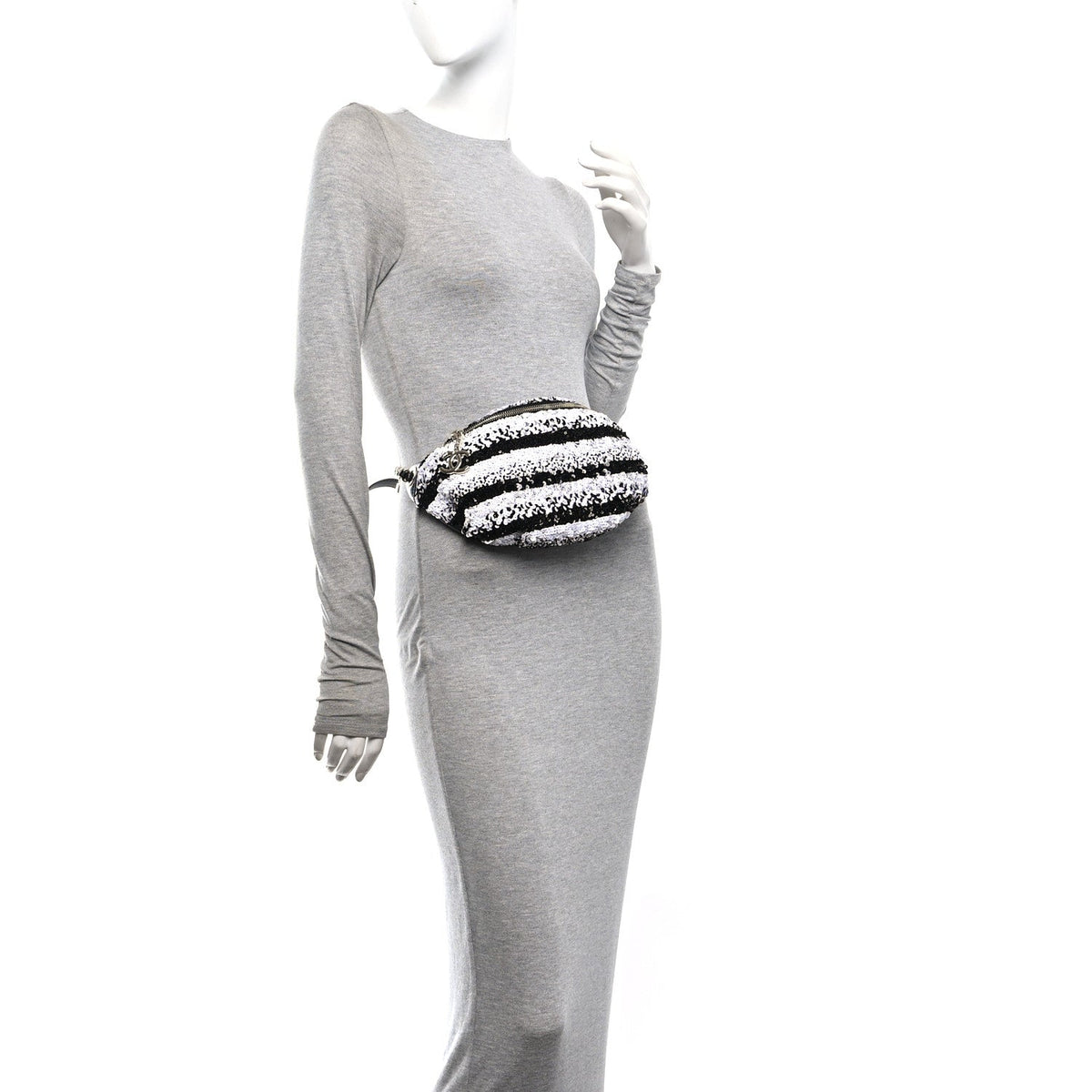 Sequin Coco Cuba Waist Bag Fanny Pack Black White