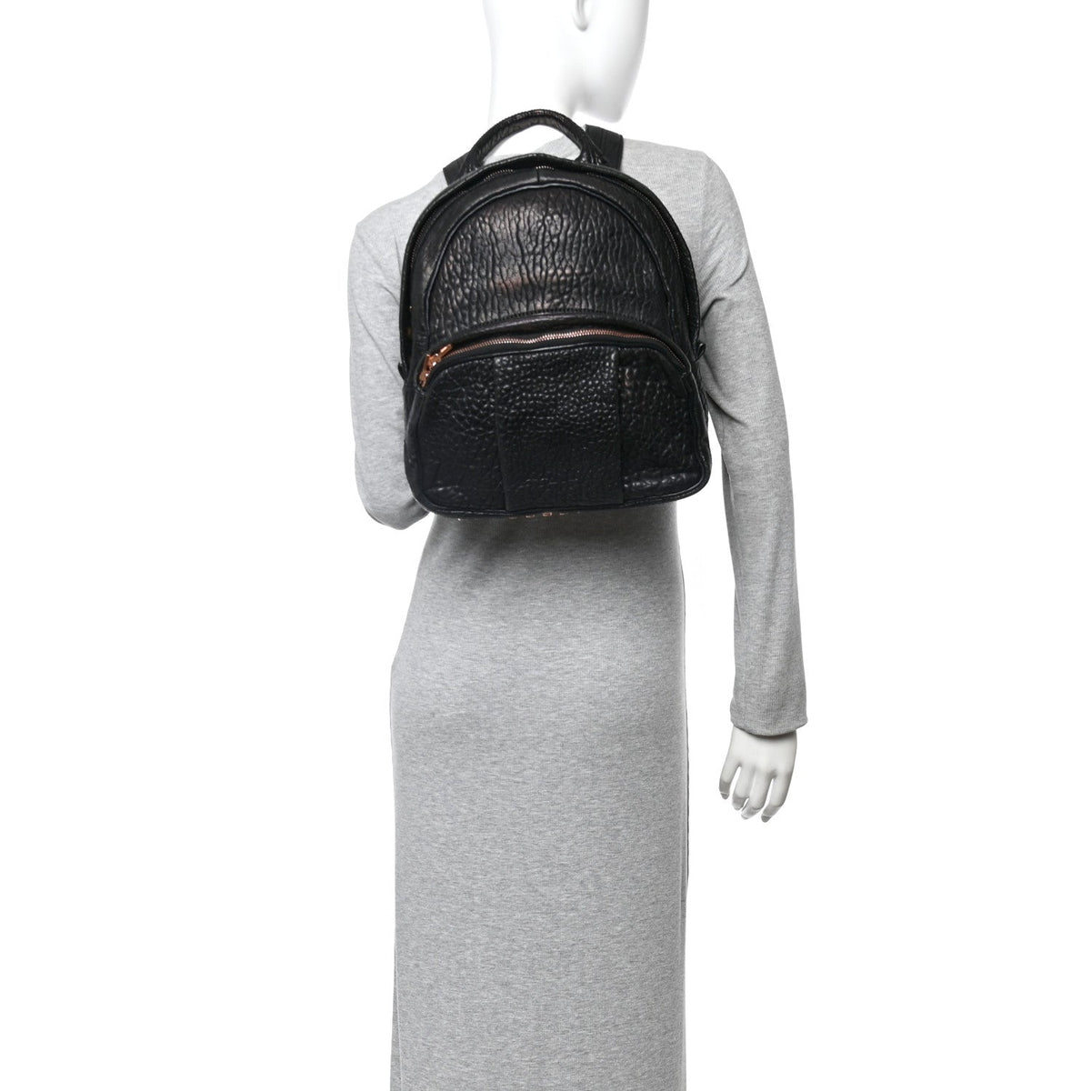Pebbled Lambskin Dumbo Backpack Black Rose Gold Hardware