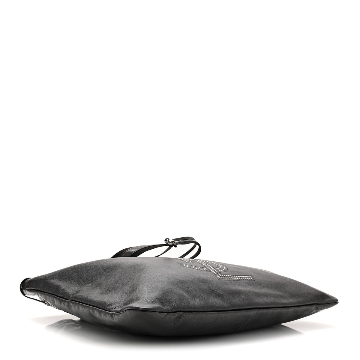 Calfskin Studded Drawstring Tote Black