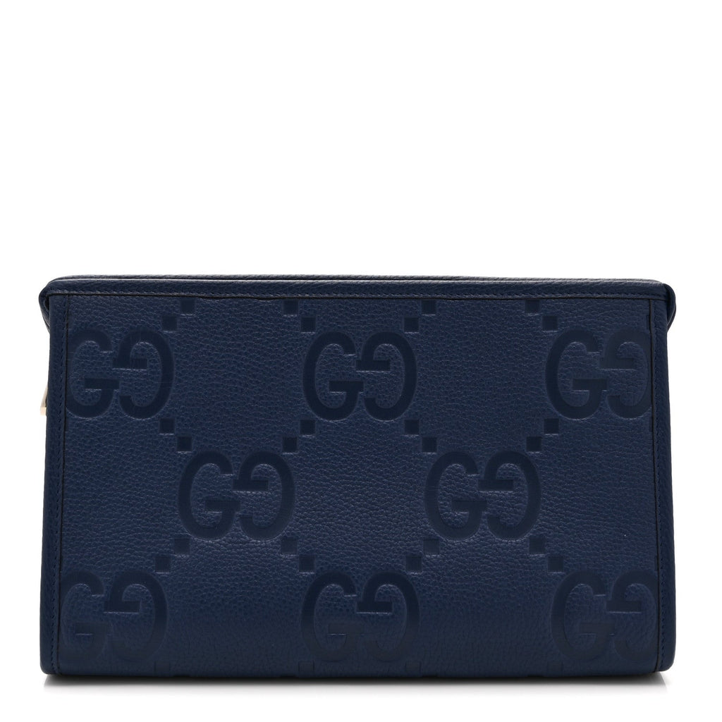 Piuma Calfskin Jumbo GG Embossed Pouch  Royale