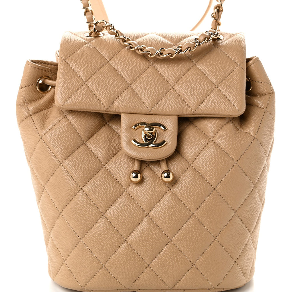 Caviar Quilted Mini Urban Spirit Backpack Beige
