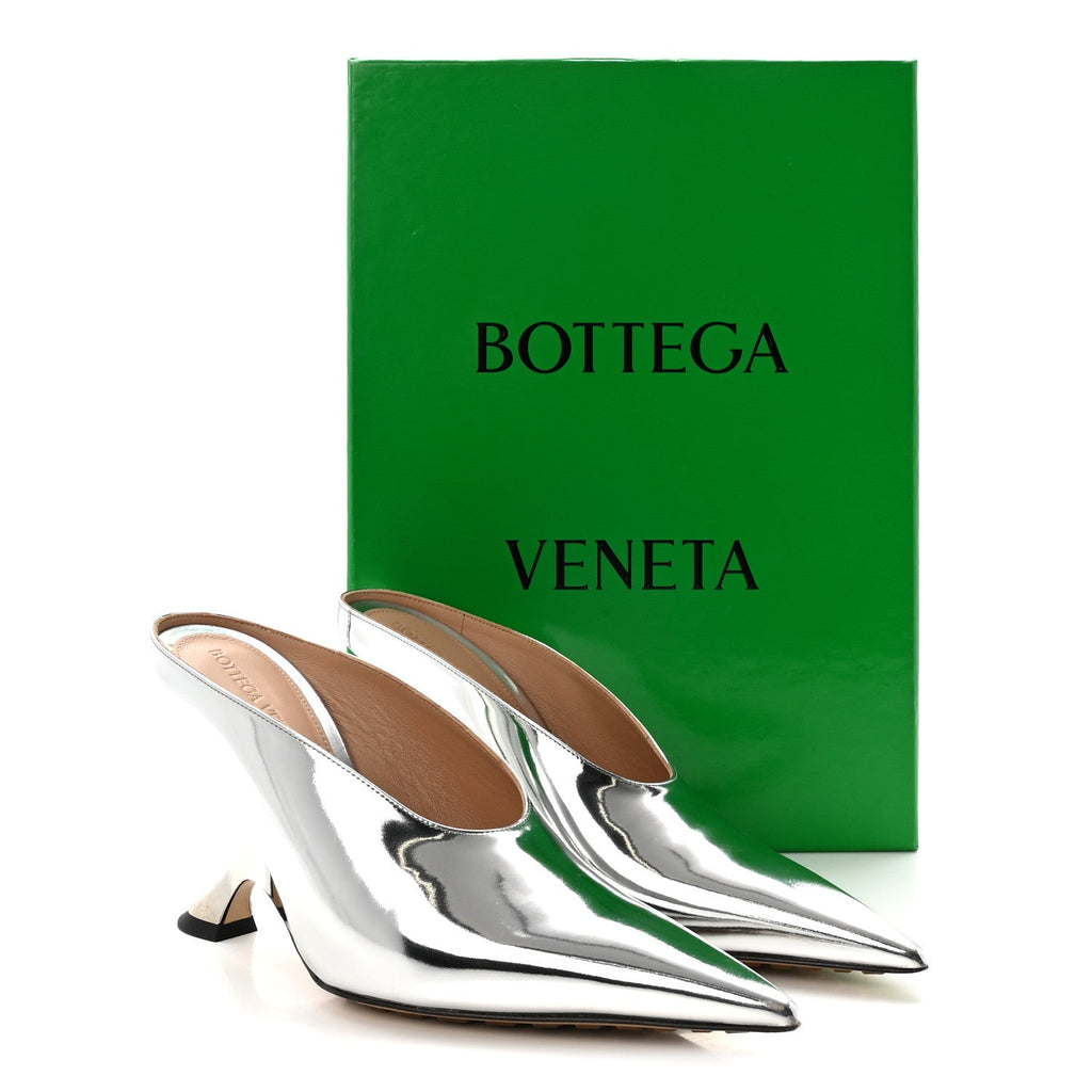 Laminated Calfskin Rocket Mule Pumps 37.5 Silver