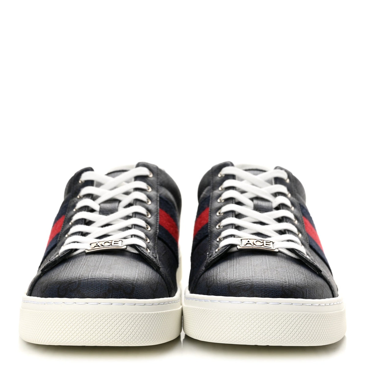 GG Supreme Monogram Web Mens New Ace Sneakers 8 Dark Blue