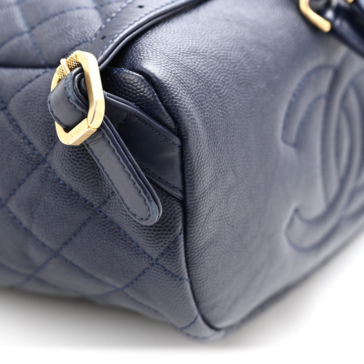 Caviar Quilted Filigree Backpack Navy