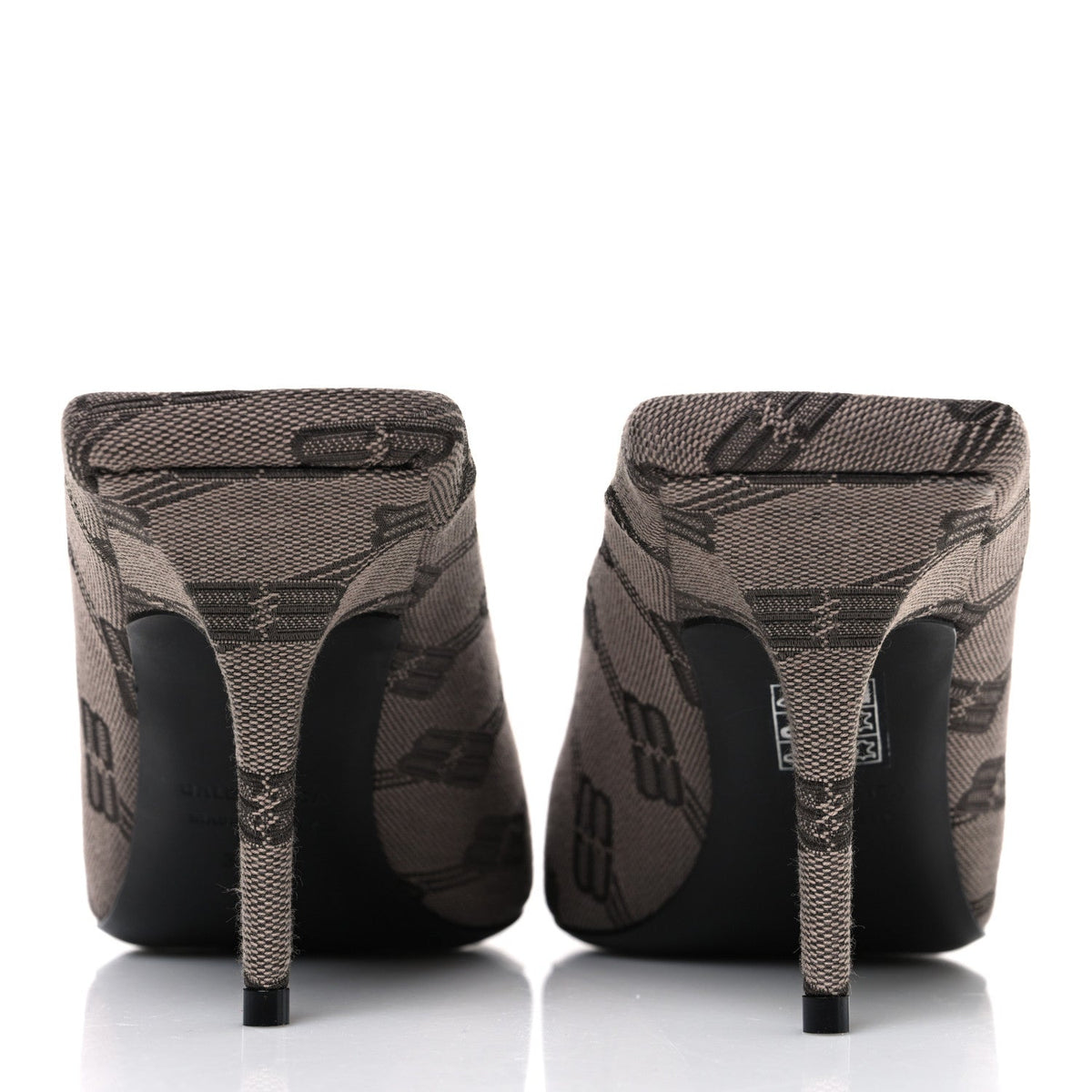 BB Monogram Square Knife 80mm Mule Pumps 38.5 Dark Mink Grey Dark Brown