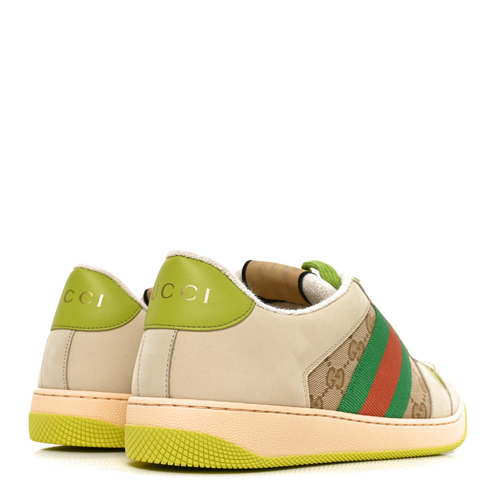 Nubuck Monogram Web Mens Screener Sneakers  9 Beige Green Multicolor