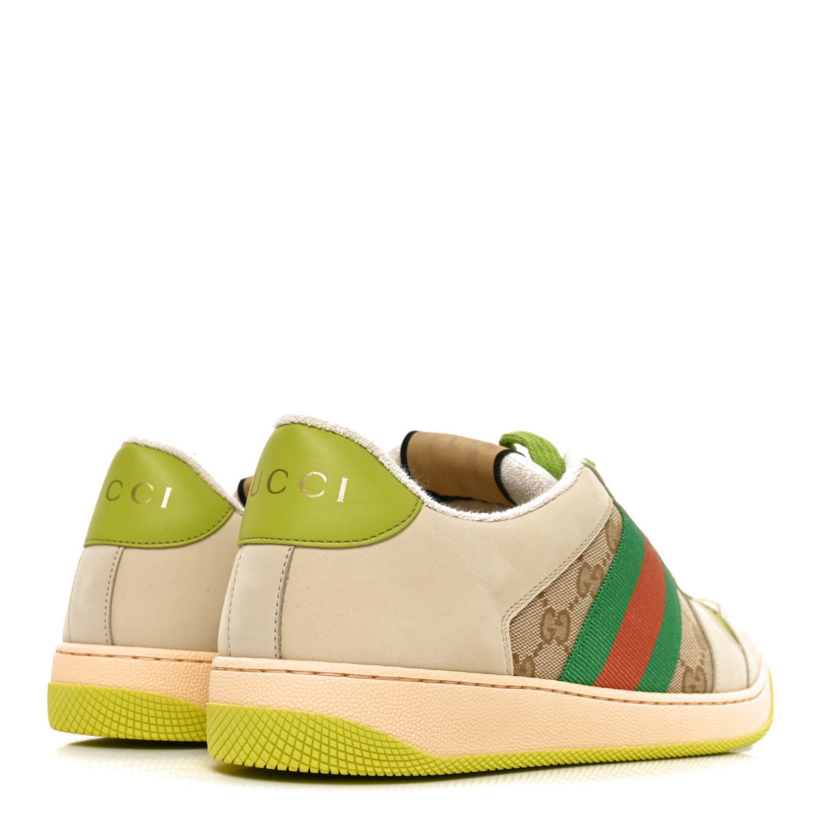 Nubuck Monogram Web Mens Screener Sneakers  9 Beige Green Multicolor