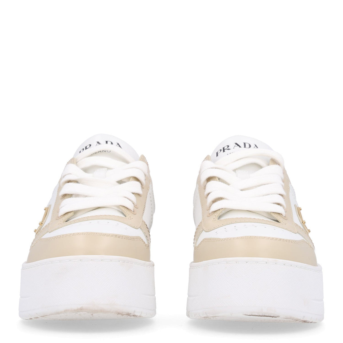Vitello Rois Triangle Womens Downtown Platform Low Top Sneakers 41 Beige White