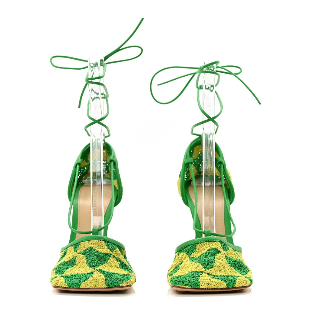 Crochet Stretch Ankle Tie Sandals 37 Kiwi Parakeet