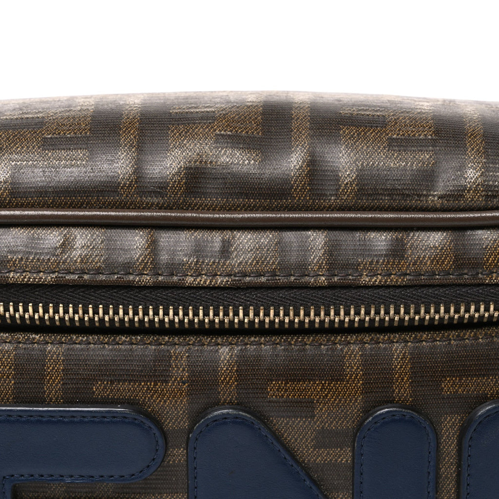 X FILA Glazed Fabric Vitello Century FF 1974 Mania Belt Bag Mogano Panna Blueberry Mogano Panna Blueberry
