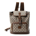 GG Supreme Monogram Azalea Calfskin Retro Interlocking G Buckle Backpack Beige Ebony Brown Sugar