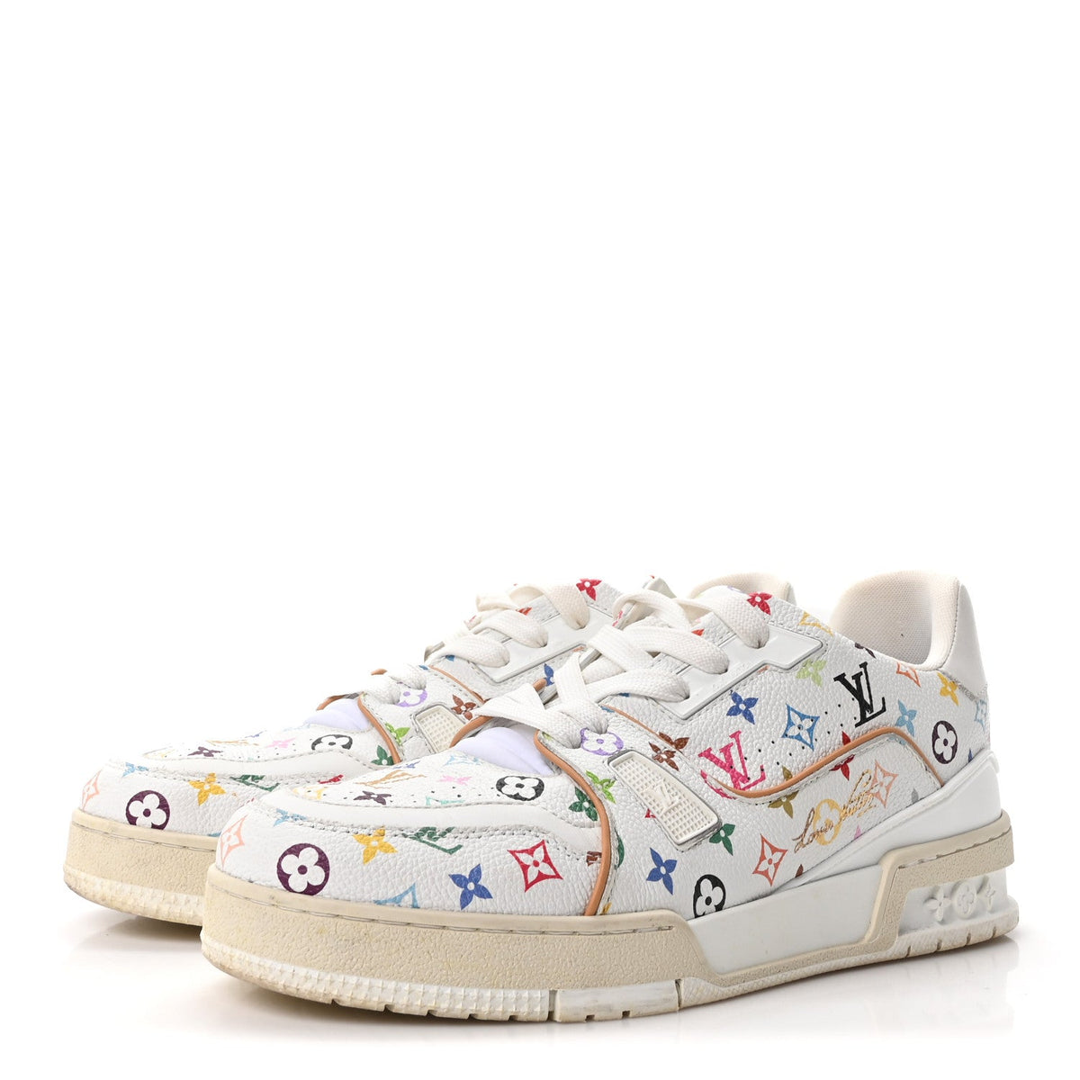 LV X TM Calfskin Monogram Multicolor Womens LV Trainer Sneakers 39 White
