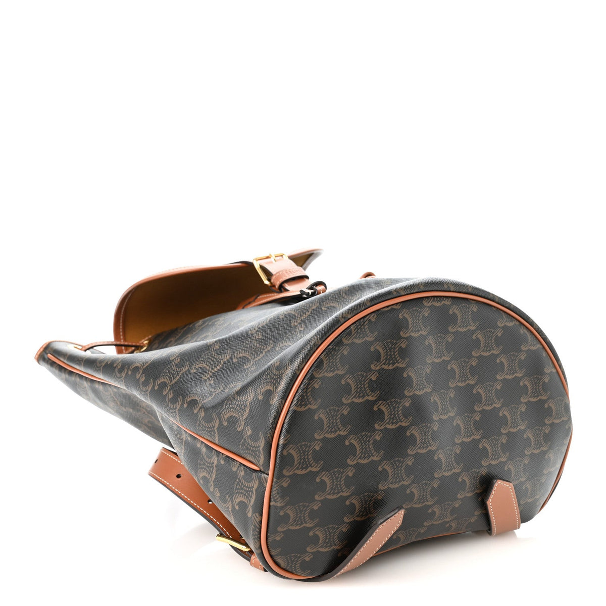 Triomphe Canvas Calfskin Folco Backpack Tan