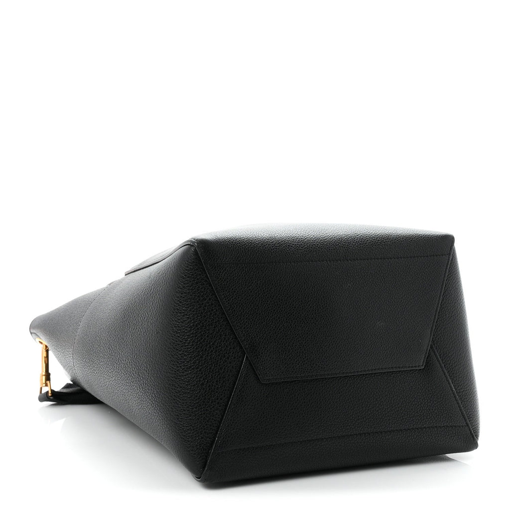 Soft Grained Calfskin Sangle Bucket Bag Black
