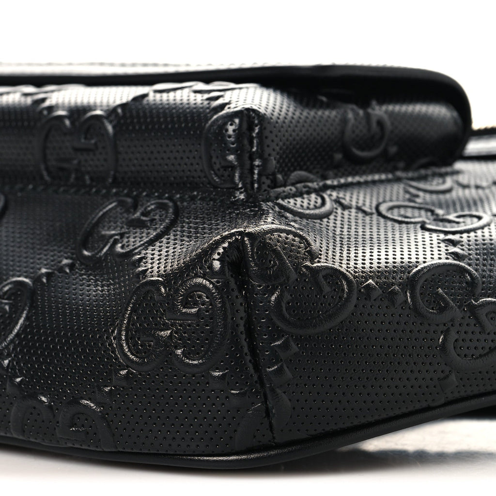 Calfskin GG Tennis Embossed Pocket Belt Bag Black