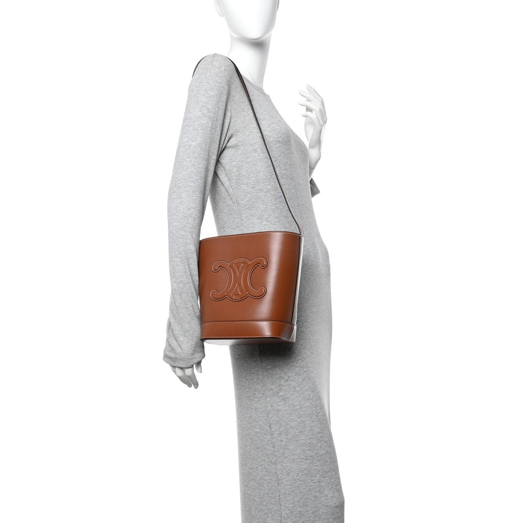 Smooth Calfskin Small Cuir Triomphe Bucket Bag Tan