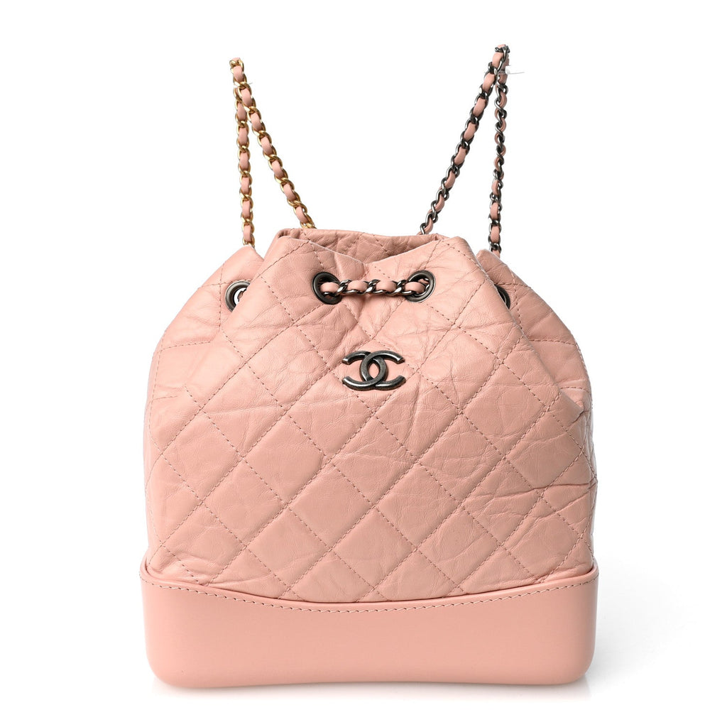 Aged Calfskin Quilted Small Gabrielle Backpack Pink