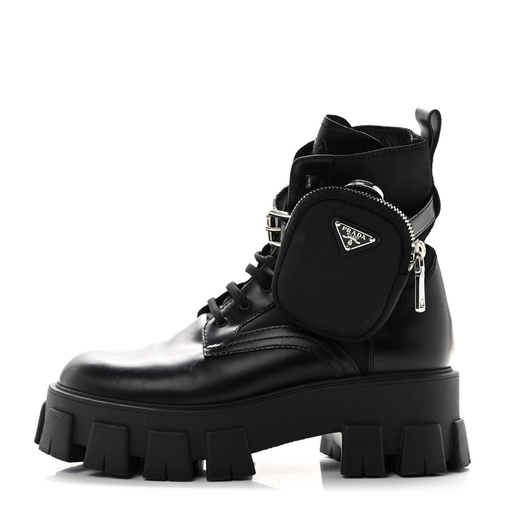 Spazzolato Rois Nylon Metal Triangle Logo Monolith Pouch Pocket 55mm Boots 38 Black