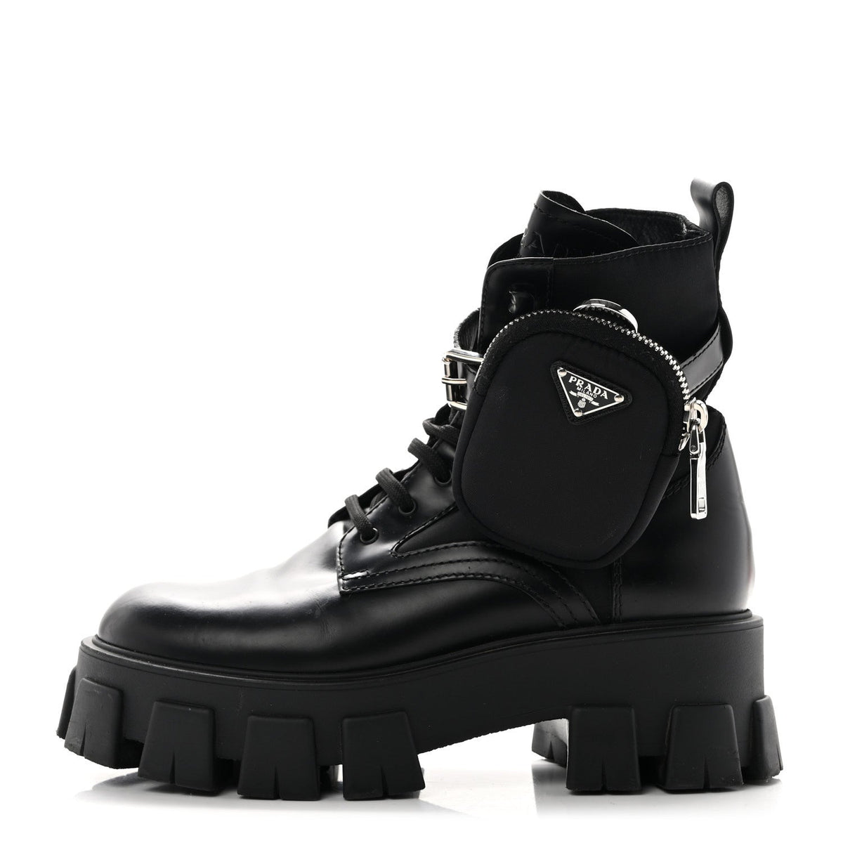 Spazzolato Rois Nylon Metal Triangle Logo Monolith Pouch Pocket 55mm Boots 38 Black