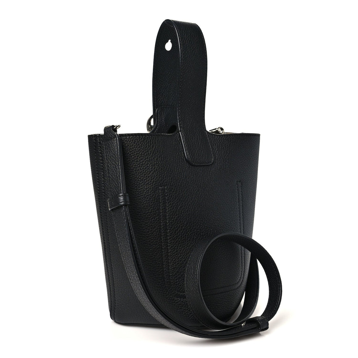 Soft Grained Calfskin Mini Pebble Bucket Bag Black