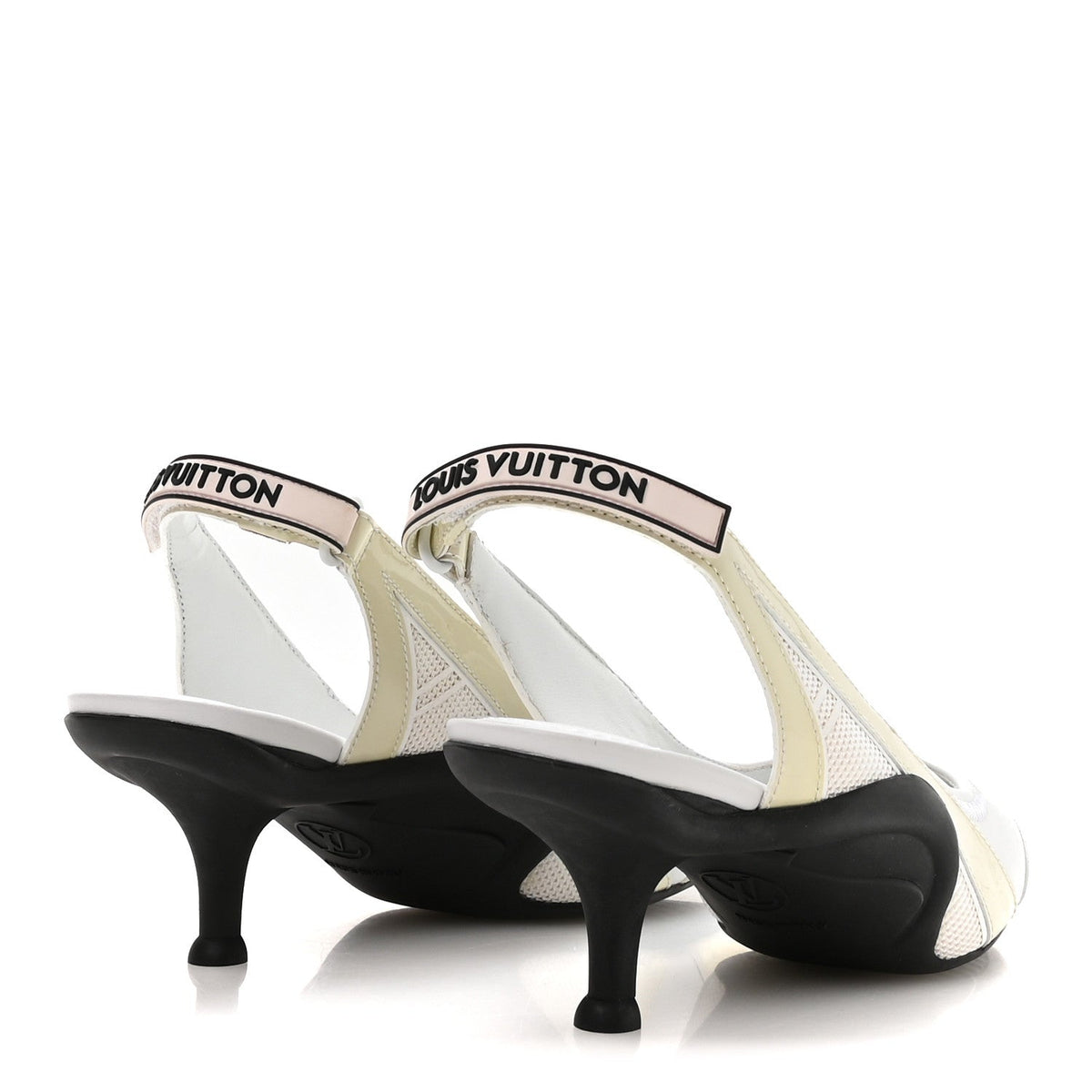 Lambskin Patent Calfskin Archlight Slingback Pumps 38 White Black