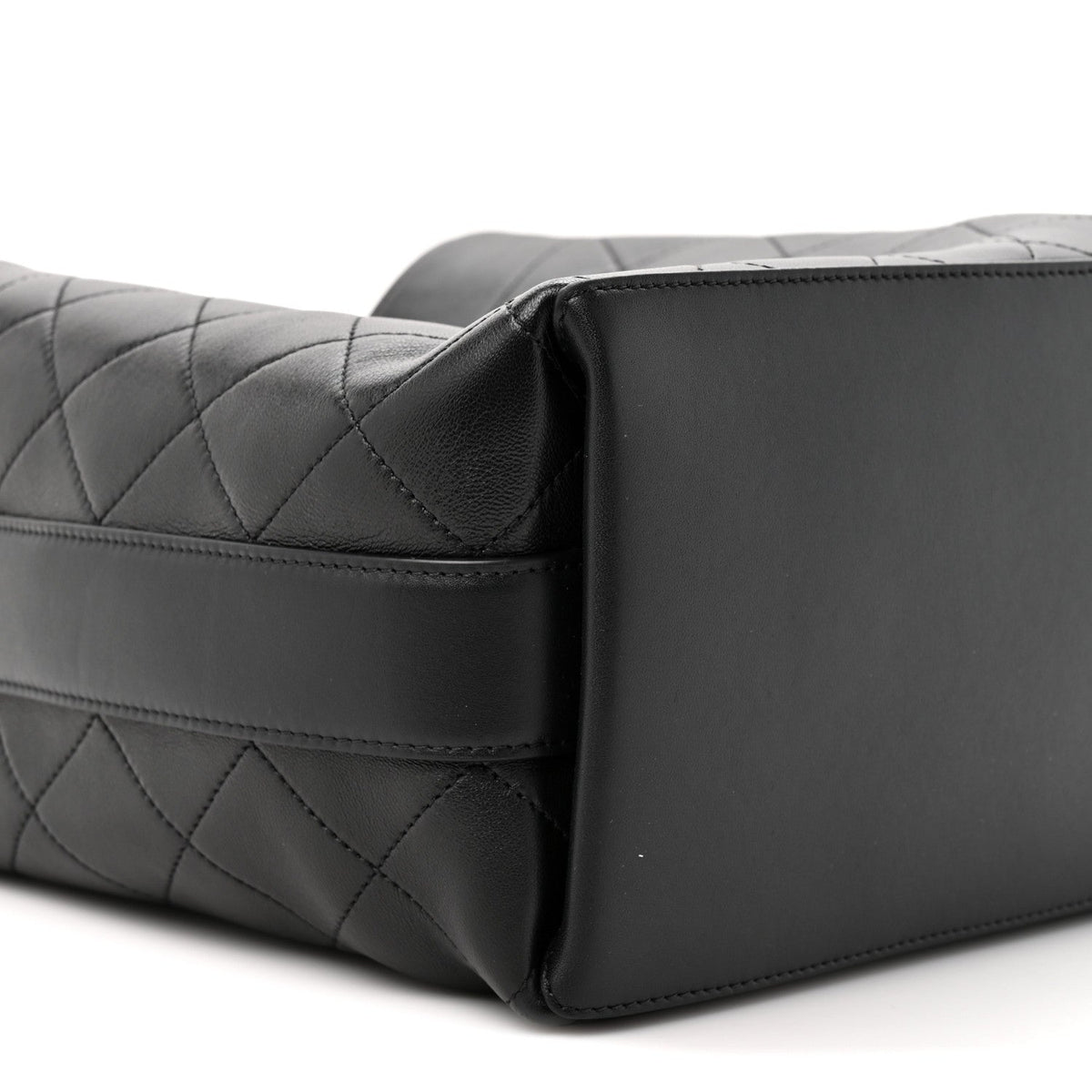 Calfskin Quilted Medium Bucket Bag Black