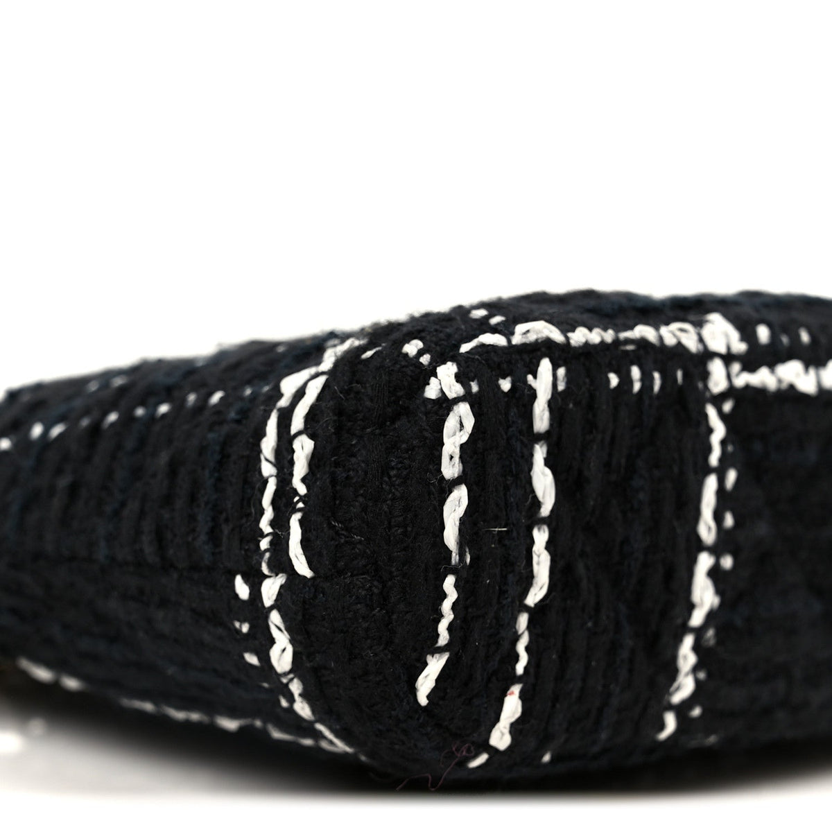 Tweed Quilted Mini Clutch With Chain Black White