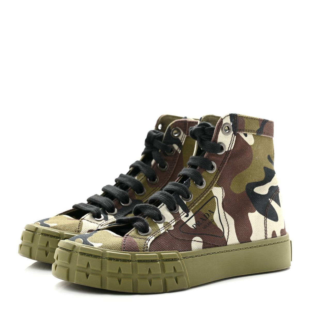 Denim Triangle Logo Camo Sneakers 35 Militare