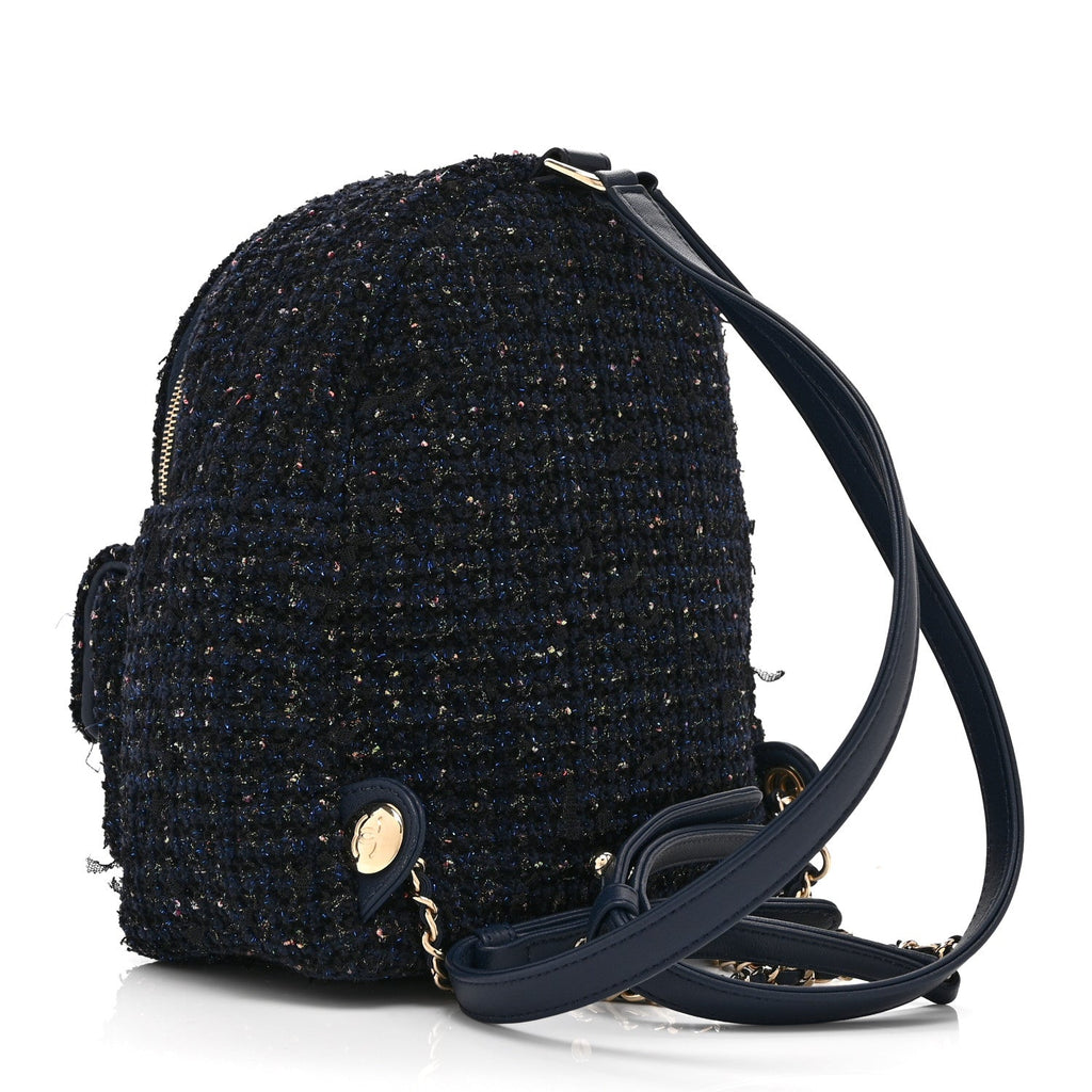 Tweed Front Pocket Backpack Navy
