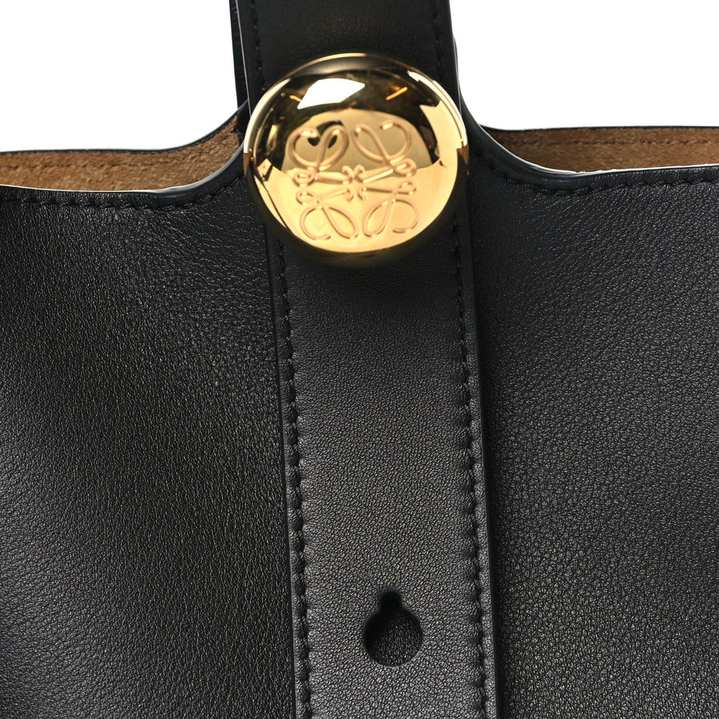 Soft Grained Calfskin Mini Pebble Bucket Bag Black