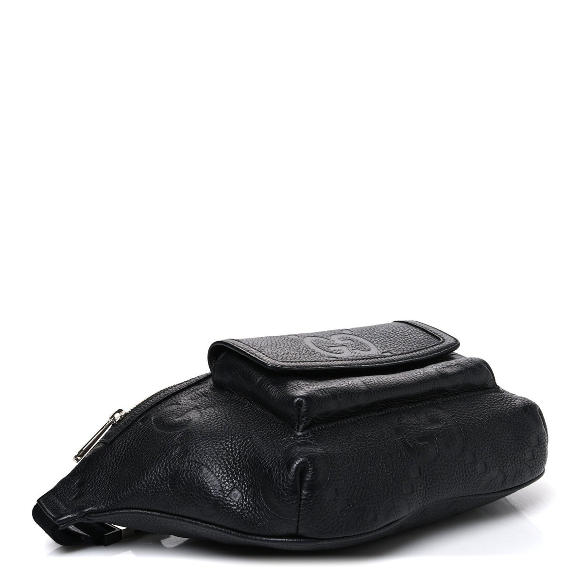 Calfskin GG Tennis Embossed Pocket Belt Bag Black