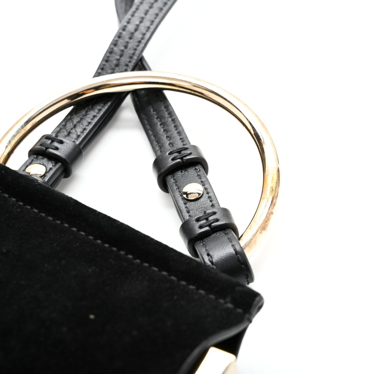 Suede Calfskin Mini Faye Bracelet Bag Black