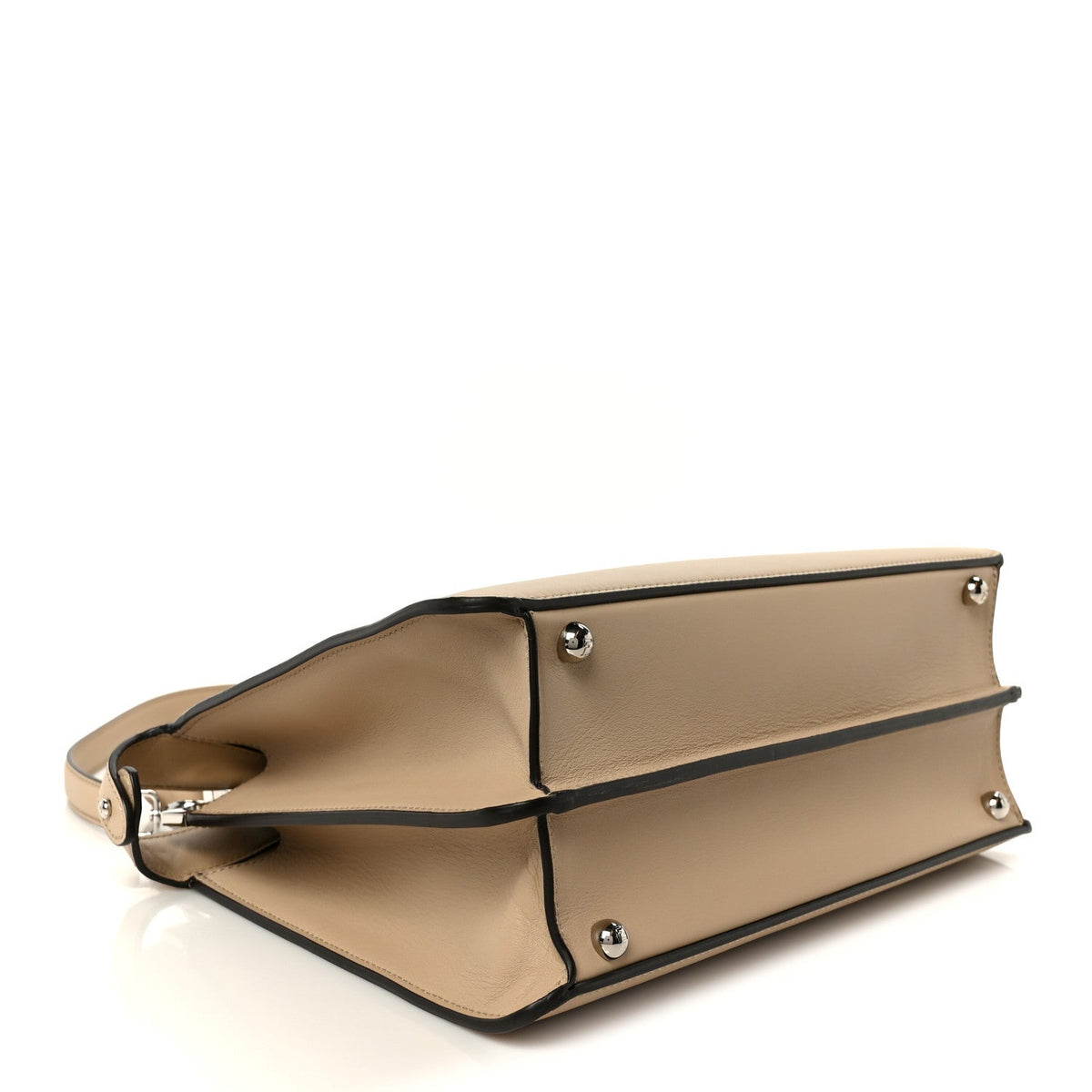 Shiny Calfskin Flower Medium Peekaboo I SEE U Satchel Beige Amido