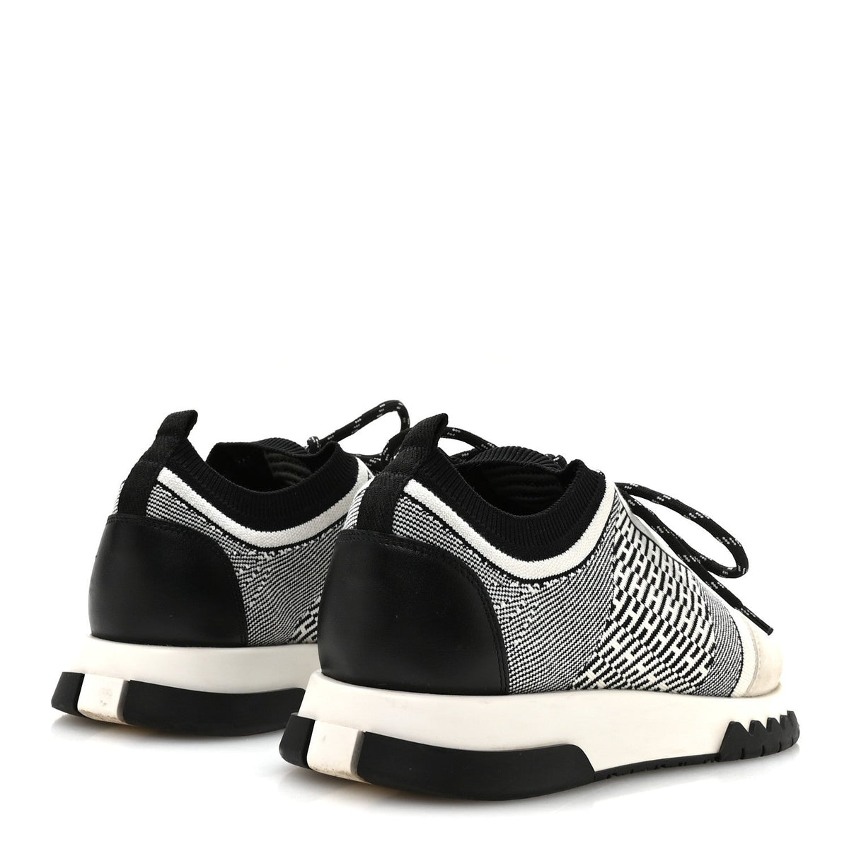 Knit Goatskin Mens Addict Sneakers 41 Black White