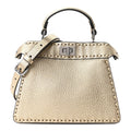 Metallic Cuoio Roma Sellerissima Nappa Sintetica Tape Stitch Petite Peekaboo I SEE U Iconic Satchel Platino