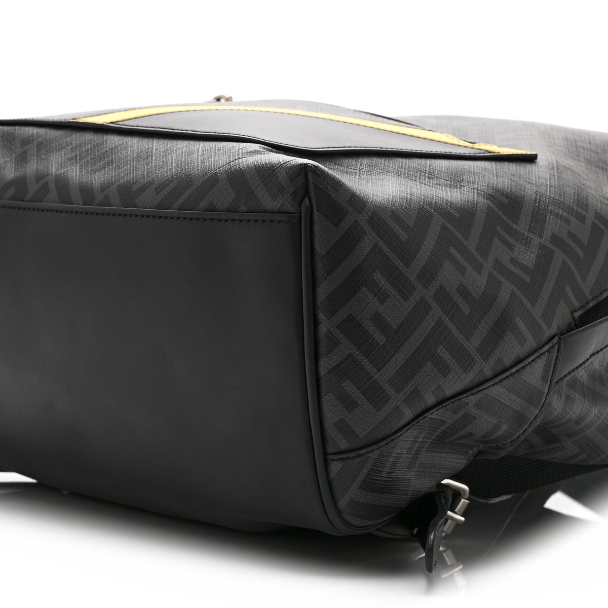 Glazed Fabric Vitello King FF 1974 Diagonal Medium Chiodo Backpack  Black Sunflower