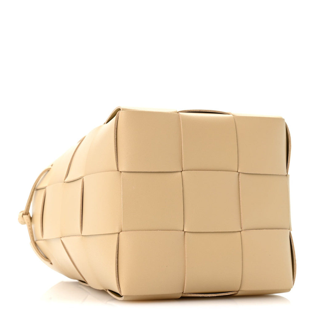 Lambskin Maxi Intrecciato Small Cassette Crossbody Bucket Bag Porridge