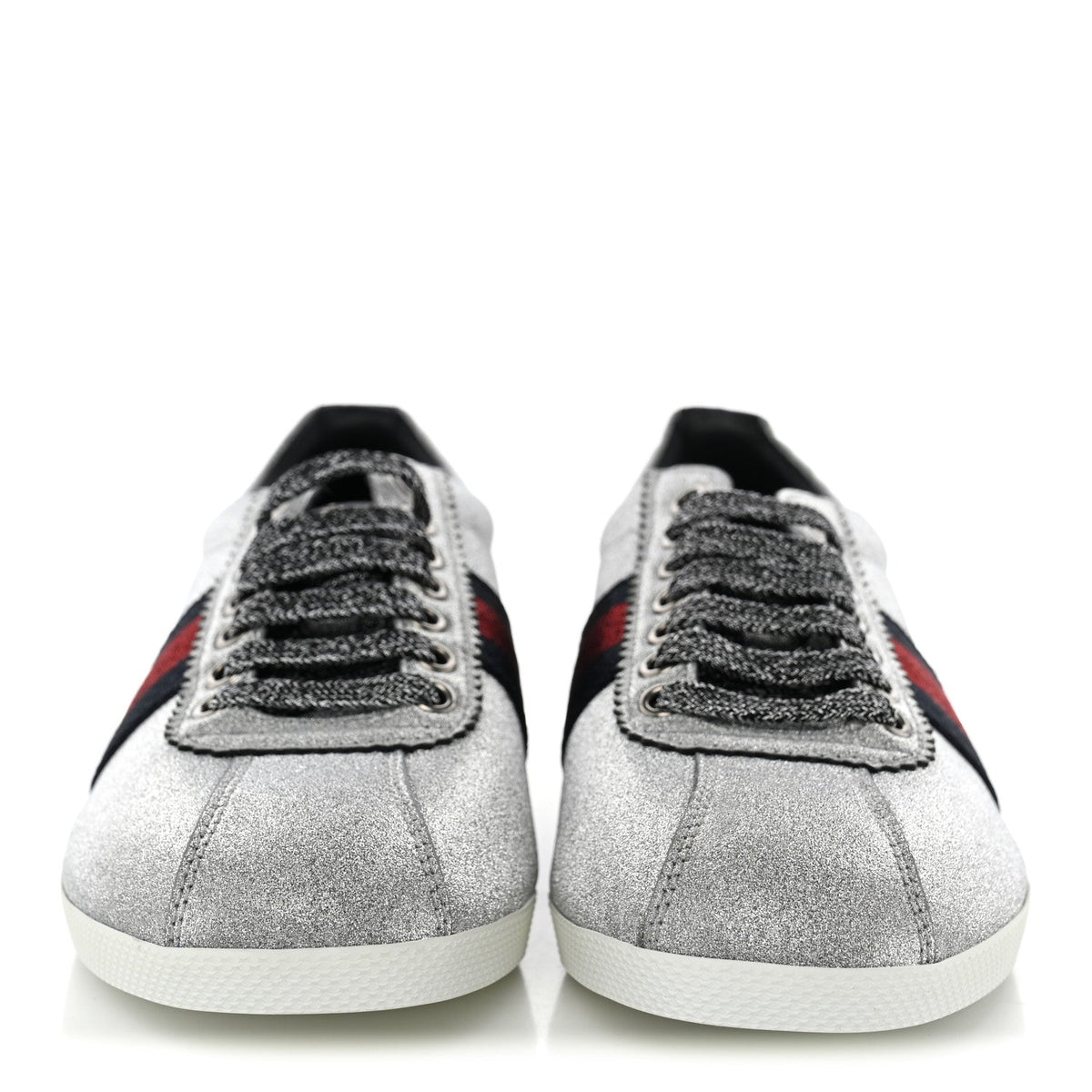 Glitter Fabric Studded Web Womens Sneakers 38 Silver