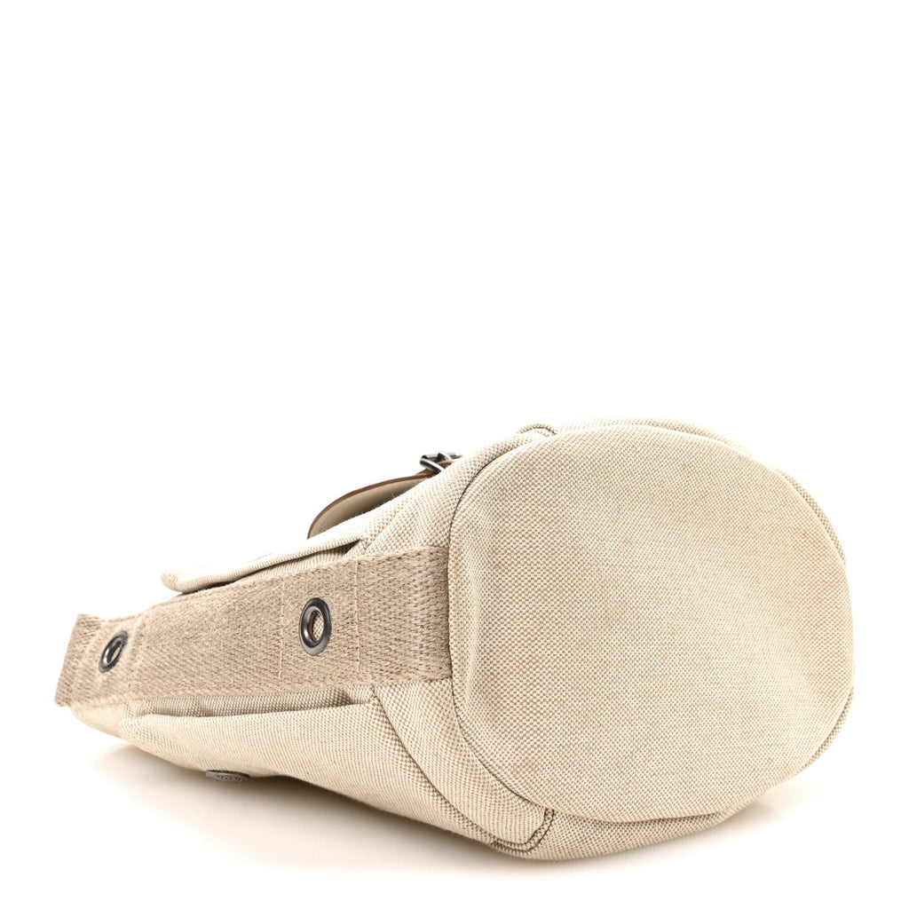 Canvas Calfskin Mini Route Bucket Bag Naturale