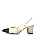 Lambskin Cap Toe CC Slingback Pumps 41 White Black